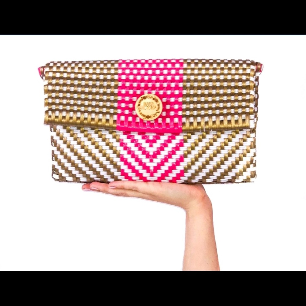 Dear Diego Clutch-Pink & Gold
